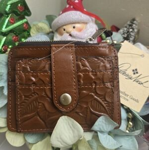 Patricia Nash Foliage Casis Leather Bifold Card Case Wallet NWT